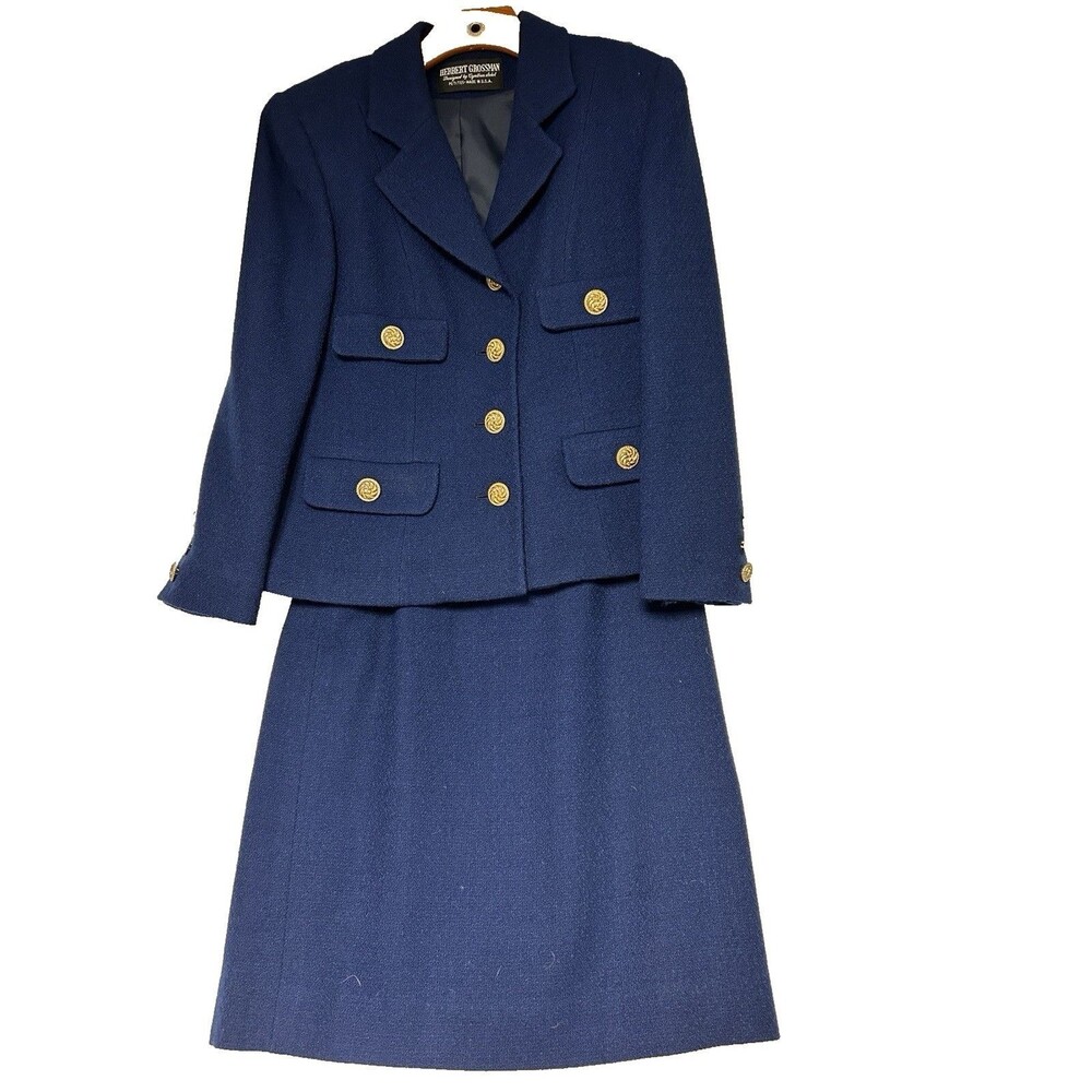 VTG ILGWU Wool Blazer Skirt Suit Herbert Grossman by Cynthia Sobel Women's 8P
